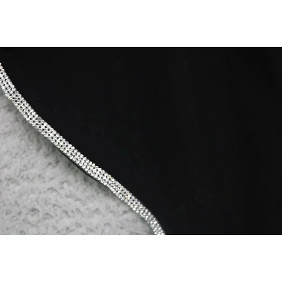 MSK Black Rhinestone Cape Off the Shoulders Jumpsuit-Wide Leg-Size Small-Evening - Picture 3 of 10